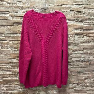 Talbots size 2x hot pink Sweater With Cable Knit Details BNWT